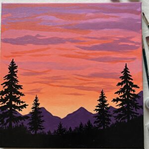 Easy Canvas Art Ideas Anyone Can Create 6 Easy nature-inspired silhouette painting on colorful sunset background