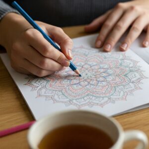 Art Therapy Activities You Can Do At Home for Stress Relief 5 Person practicing mindful coloring art therapy activity for stress relief