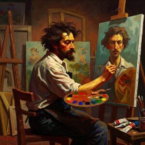 The Evolution of Self-Portraits: From Renaissance to Digital Age 7 Modern expressionist self-portrait showing emotional brushwork and vibrant colors