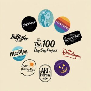 popular online art challenges logos