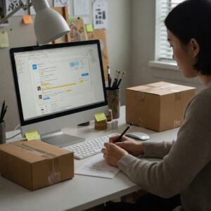 How to Sell Art on Etsy Successfully: A Beginner's Guide 7 Artist responding to Etsy customer inquiries