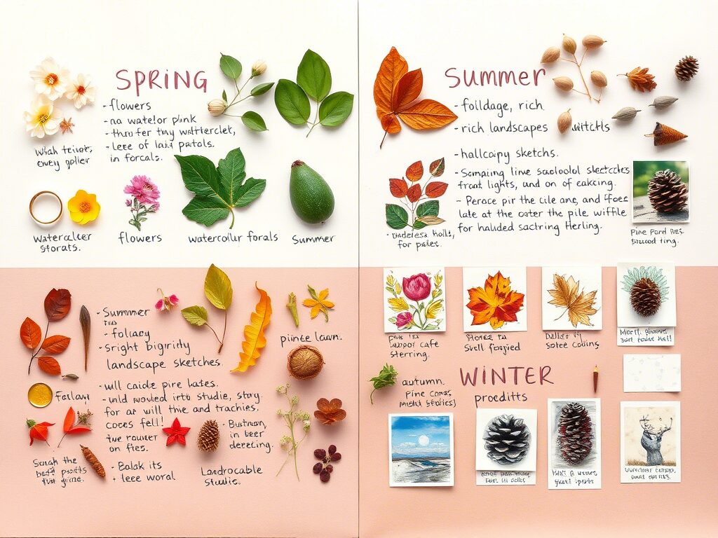 Creative Art Prompts to Spark Your Imagination Today 6 Nature-inspired seasonal art prompts with example artwork