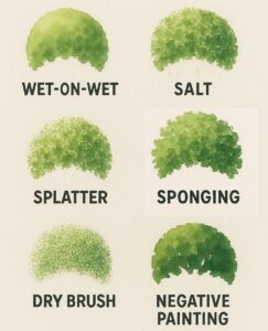 How to Paint Trees in Watercolor: Simple Steps 6 Watercolor foliage texture techniques for realistic trees