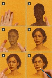 Detailed portrait created with advanced finger painting techniques for adults