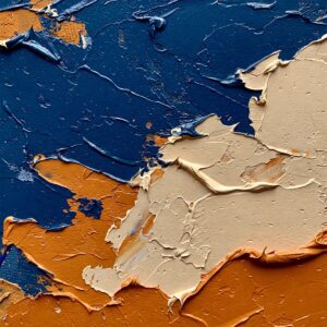 Abstract painting techniques: close-up of thick, textured paint application using a palette knife, demonstrating the impasto effect in non-representational art.