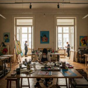 Top 10 Places for Artist Grants and Funding 5 Artist working in well-funded residency program studio space