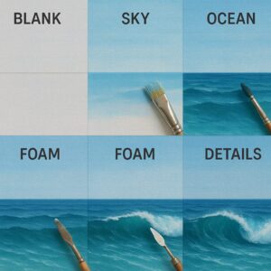 beginner acrylic ocean wave painting step by step tutorial