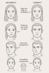 How to Draw Faces for Beginners: Basic Proportions Guide 6 Common face drawing mistakes versus correct techniques for beginners