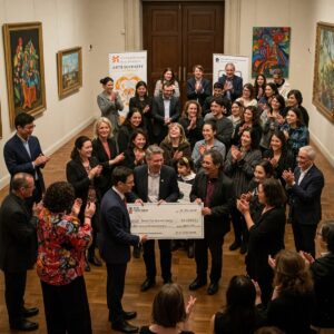 diverse artists receiving grant award ceremony