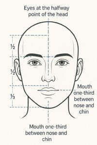 How to Draw Faces for Beginners: Basic Proportions Guide 3 Basic face drawing proportions grid for beginners