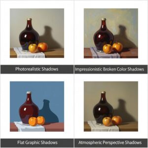 Mastering Shadow in Art: Unleash Light and Form (Plus a Helpful Tool!) 6 Comparison of different shadow painting techniques in various art mediums and styles