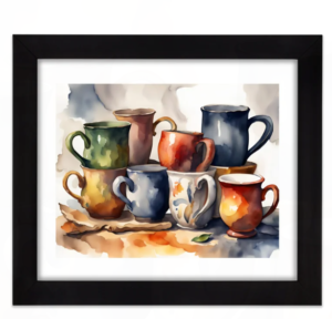 still life - pottery mugs