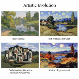 Artistic movement progression from Impressionism to Abstract Expressionism showing how art styles evolved through different periods