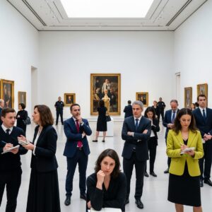 Top 10 Most Controversial Art Pieces: When Art and Politics Collide 13 Museum visitors viewing controversial art pieces showing diverse reactions and cultural debate in gallery setting