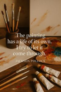 Famous Artist Quotes That Will Inspire Your Own Creativity 7 Famous painter quotes about artistic process and creativity techniques with painting supplies background