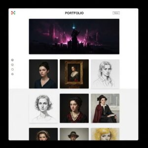 50 Free Tools for Artists in 2025: Your Complete Guide to Creating Art Without Breaking the Bank 7 A grid of various artists' work displayed on a sleek, professional-looking free artist portfolio website, showing the diversity of online art communities.