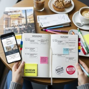 Museum visit planning schedule showing how to time art gallery visits during weekend trip planning for maximum experience