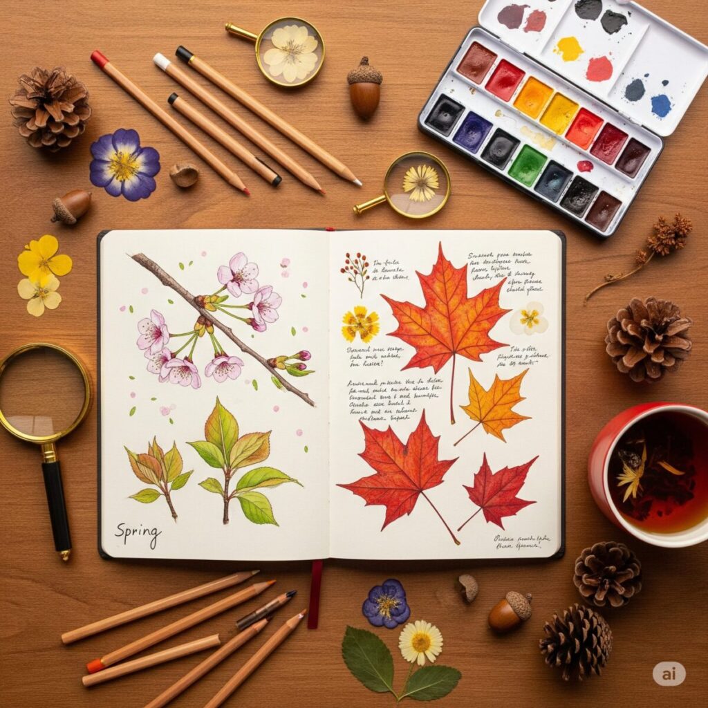 nature journal ideas seasonal art practice supplies