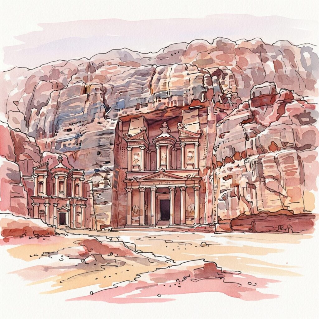 petra in watercolor