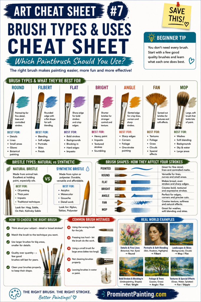 Brush Types & Uses Cheat Sheet