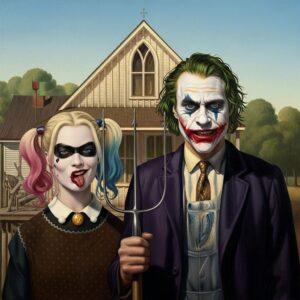 Classic Paintings Reimagined: The Ultimate Guide to Art Recreation in the Modern Age 6 american gothic parody art mashup