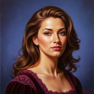 How to Paint Backgrounds: A Complete Guide to Creating Stunning Backdrops 10 An oil portrait showing a warm-toned subject against a cool blue-purple background, demonstrating complementary color harmony