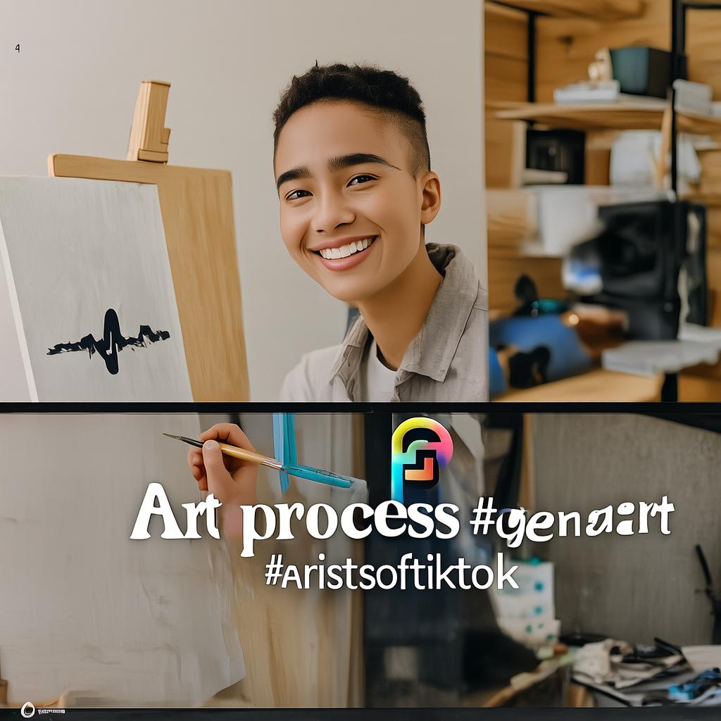 A vibrant TikTok-style vertical video screenshot featuring a young Gen Z artist