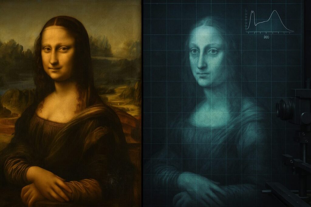 Famous Painting Secrets: Hidden Stories Behind History's Greatest Masterpieces 3 Famous Painting Secrets: Scientific analysis of the Mona Lisa showing hidden layers and mysterious details beneath Leonardo da Vinci's masterpiece