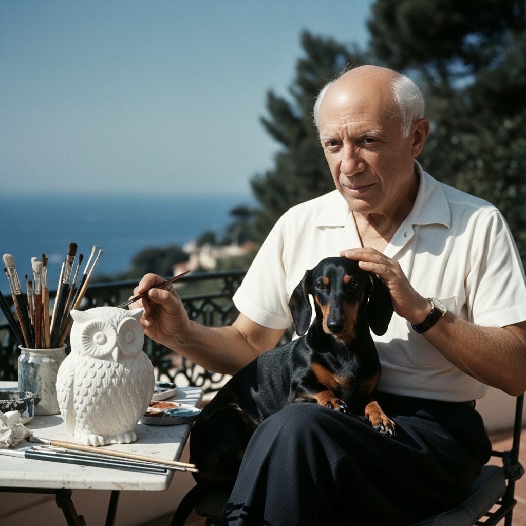 pablo picasso and lump the dachshund