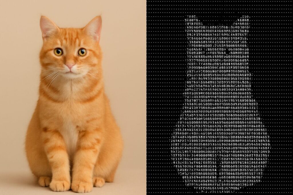 From Code to Canvas: A Deep Dive into the World of ASCII Art Designs 4 A side-by-side comparison of a photograph and its conversion into an ASCII art design