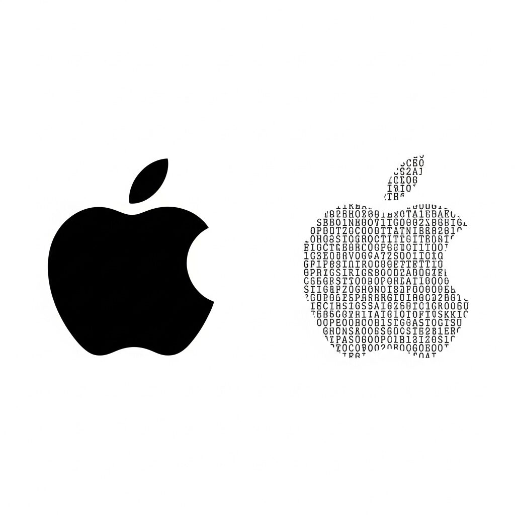 A comparison showing a simple logo on the left and its excellent, clear conversion into ASCII art on the right
