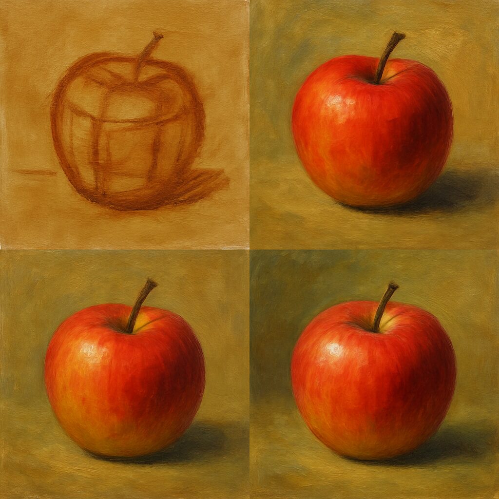 Oil Painting for Beginners: Your Complete Guide to Getting Started 8 four steps in oil painting apple
