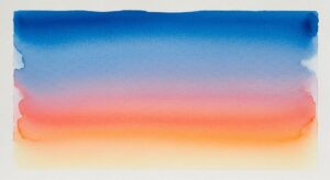 How to Paint Backgrounds: A Complete Guide to Creating Stunning Backdrops 9 A watercolor demonstration showing smooth color gradation from deep blue at the top transitioning to warm orange and pink near the horizon