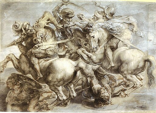 Copy after lost original, Leonardo da Vinci's Battaglia di Anghiari, by Rubens (c. 1603). Original fresco in the Palazzo della Signoria in Florence, executed in 1504-1505 and destroyed around 1560.