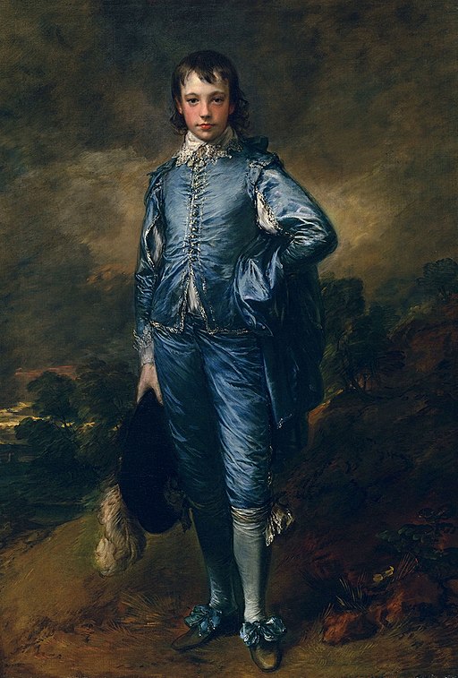 The famous oil painting "The Blue Boy" by Thomas Gainsborough, depicting a young boy in a blue satin suit.