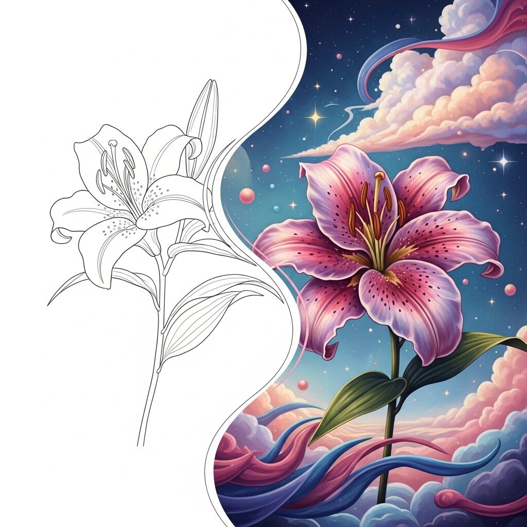 Beginner's Guide to Aesthetic Drawing: Essential Tips for Capturing Your Vibe 6 Comparison of minimalist and surreal aesthetic drawing styles of a flower.