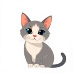 cat flat vector minimal details solid colors white background