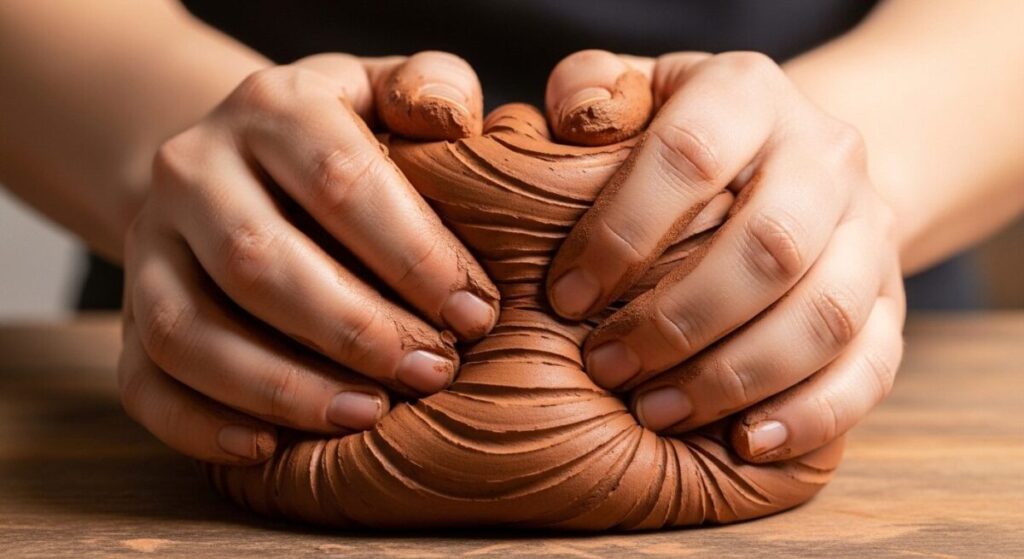The Grounding Nature of Tactile Arts: Sculpting and Clay Work for Mental Wellness 3 Tactile Arts: Hands shaping clay on pottery wheel demonstrating therapeutic benefits of tactile art