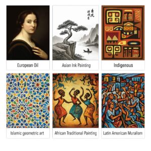 different type art styles cultural painting traditions