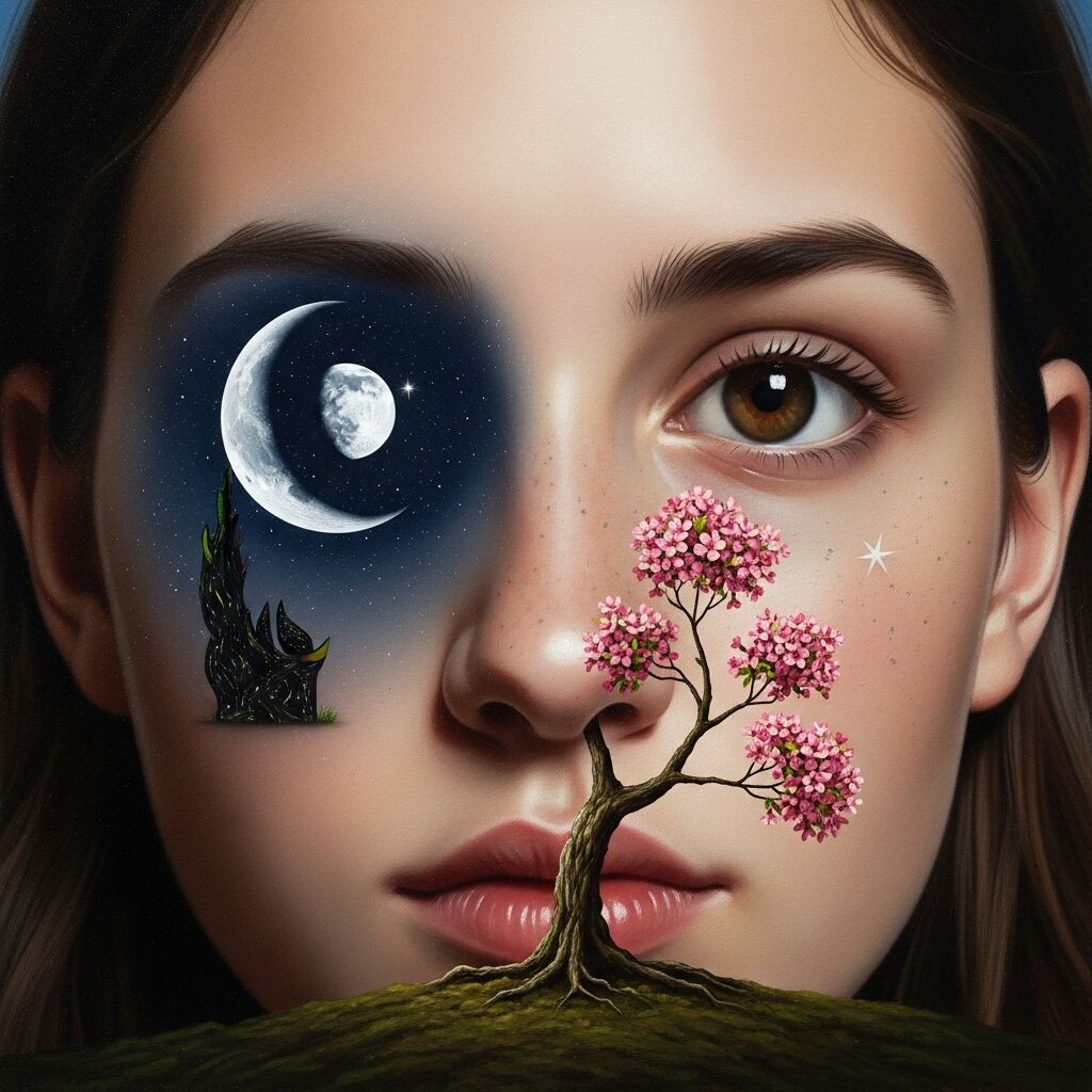 Exploring the Dreamscape: Your Definitive Guide to Surrealism Art 7 a self-portrait replacing one eye with a moon, or your nose with a small, flowering tree