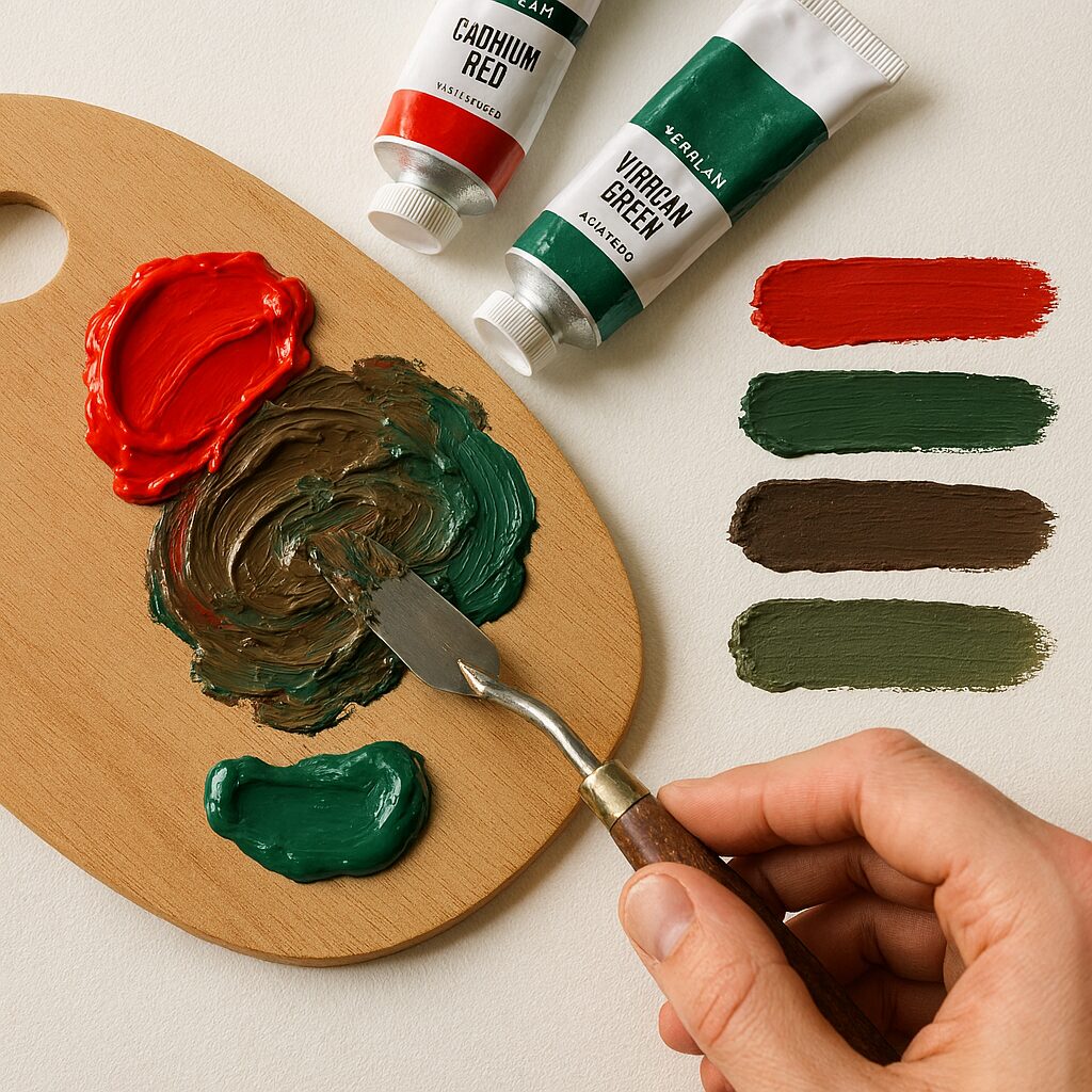 How to Master Color Harmony Mixing Easily: Your Complete Guide to Perfect Paint Colors 4 Step by step
complementary color mixing technique showing red and green paint creating vibrant harmony
