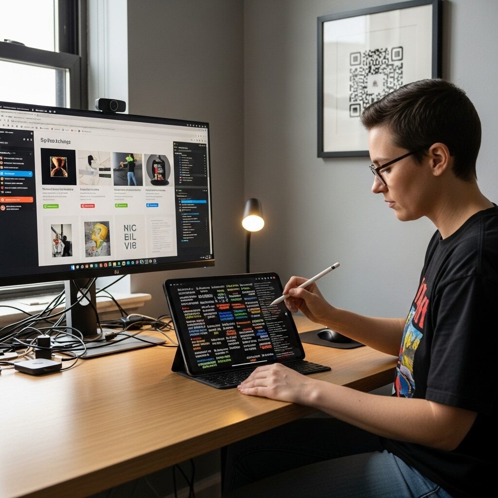 The Conceptual Art Movement: When Ideas Became Art 11 Contemporary artist using digital technology to create conceptual art, showing the movement's evolution into the digital age