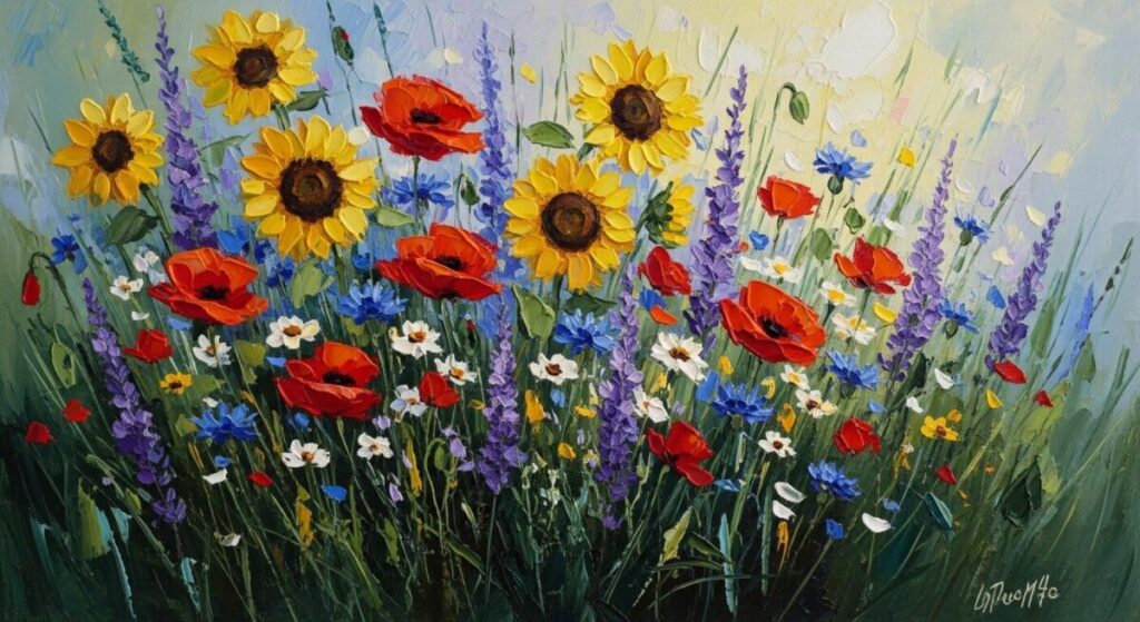 impressionist wildflowers painting