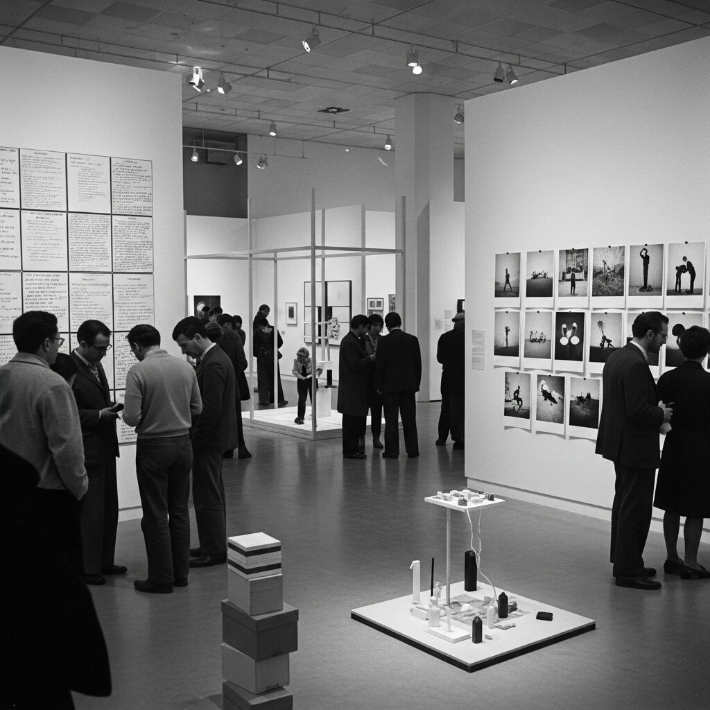 The Conceptual Art Movement: When Ideas Became Art 10 Historical photo from the groundbreaking Information exhibition at MoMA in 1970, showcasing conceptual art movement's political and social engagement