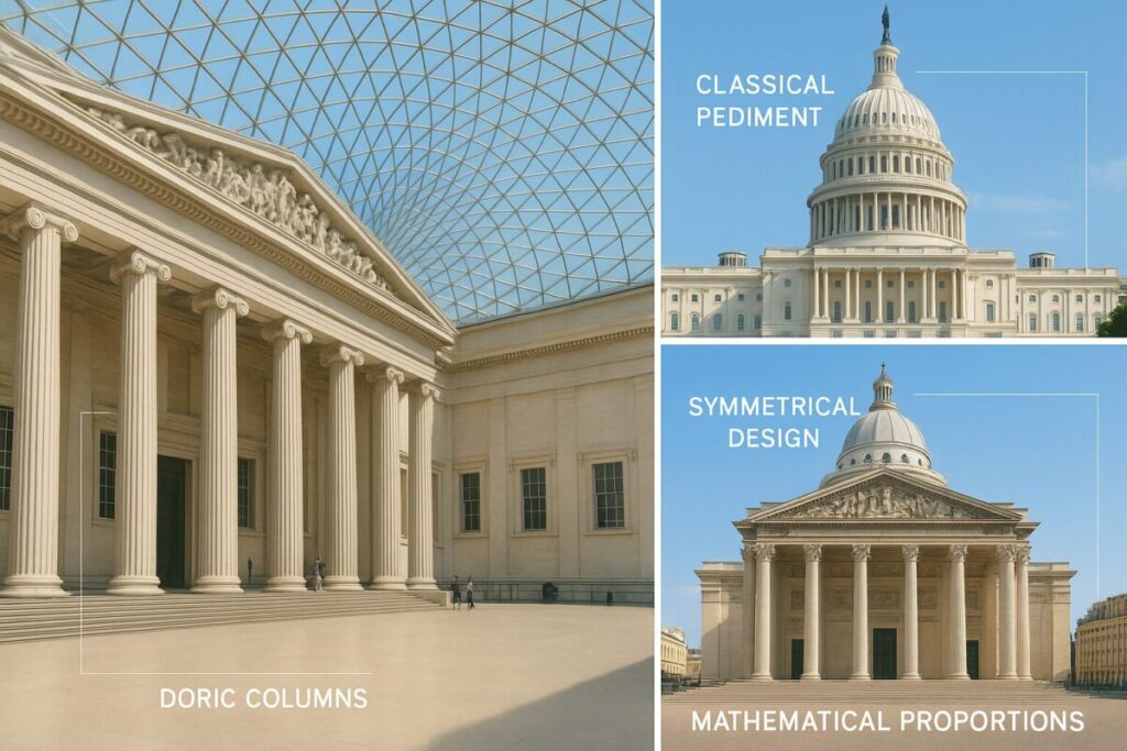 Neoclassicism Art Movement: The Complete Guide to Classical Revival in Art 7 Neoclassical architecture examples showing public buildings with Greek columns, Roman pediments, and symmetrical classical design elements