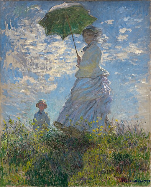 Woman with a Parasol - Madame Monet and Her Son, Jean Monet (1875). Oil on canvas, 100 × 81 cm (39 × 32 in). National Gallery of Art, Washington, D.C.