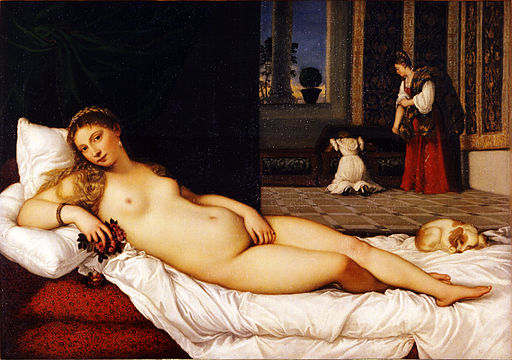 Venus of Urbino (c. 1534). Oil on canvas 119.2 x 165.5 cm (46.9 x 65.1 in). Uffizi Gallery, Florence