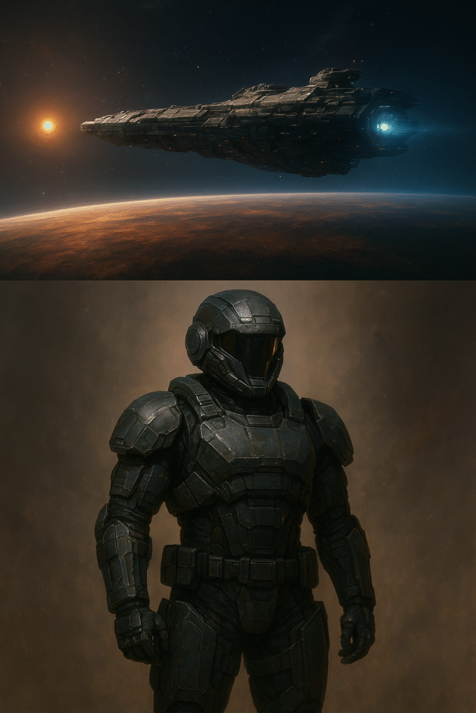 Example of AI art aspect ratios showing a 16:9 wide cinematic landscape and a 2:3 vertical portrait 