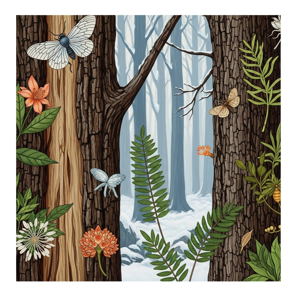 trees, flowers, leaves for botancial and nature themes