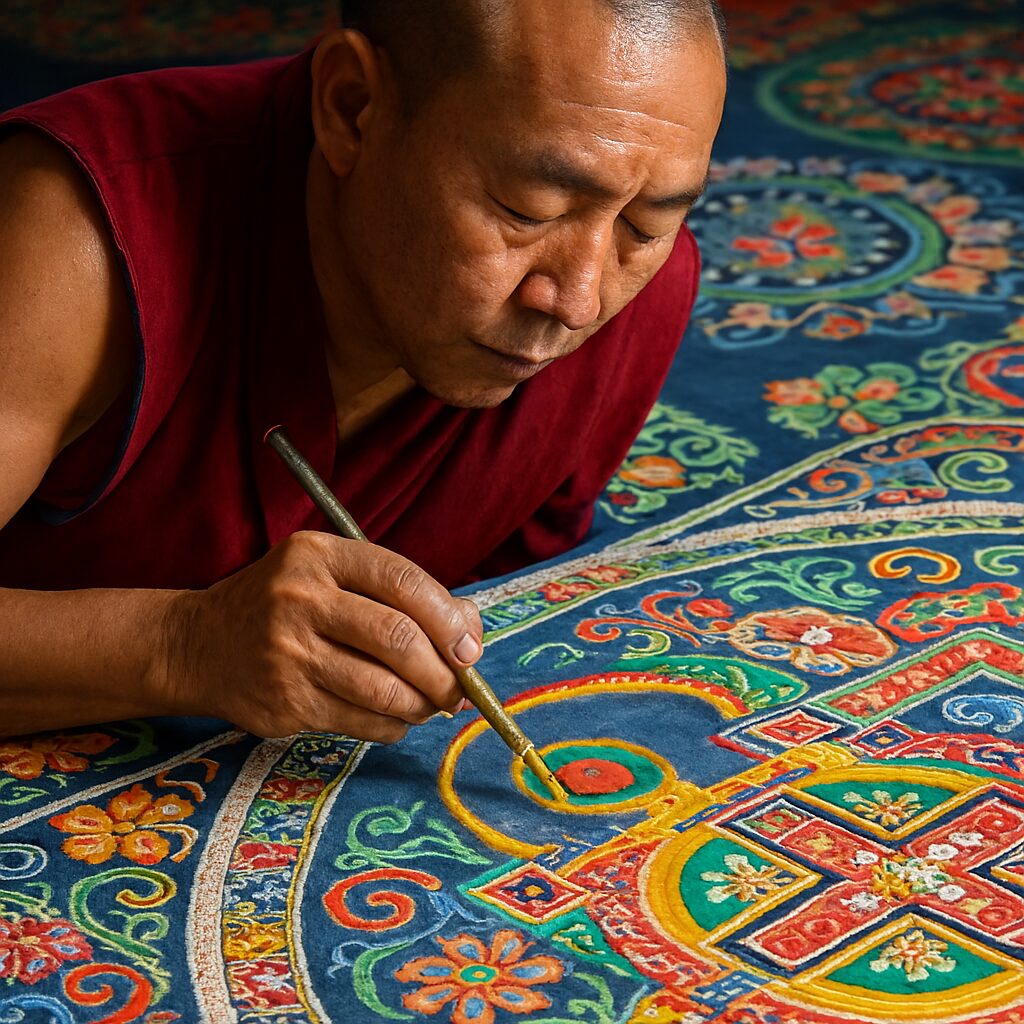 Unlock Your Inner Artist: A Guide to Mandala Art and Our New Digital Generator 4 buddhist monk sand mandala